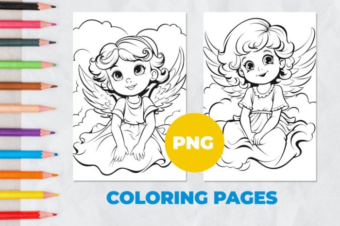 Angel coloring book pages