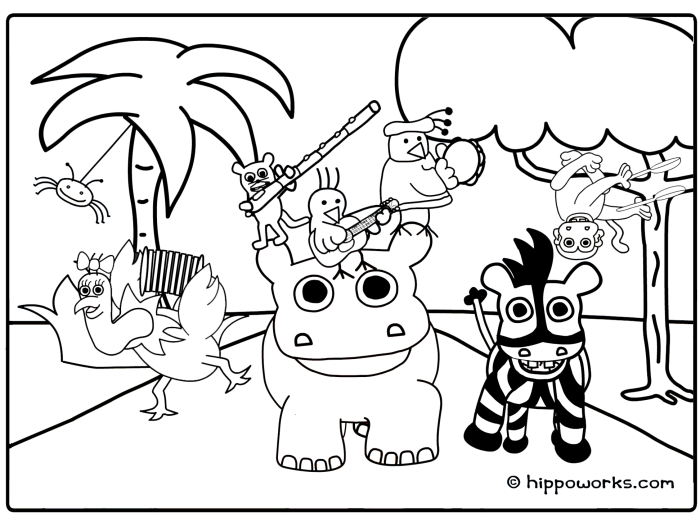 Jungle animal coloring sheets