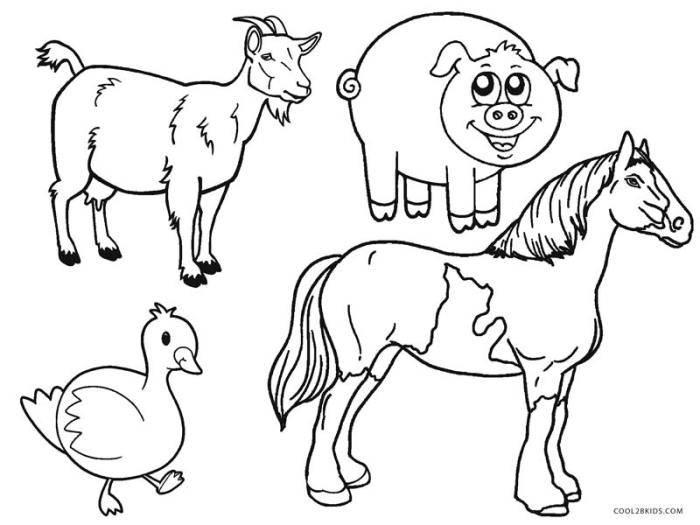 Farm animal coloring pages for kids printable