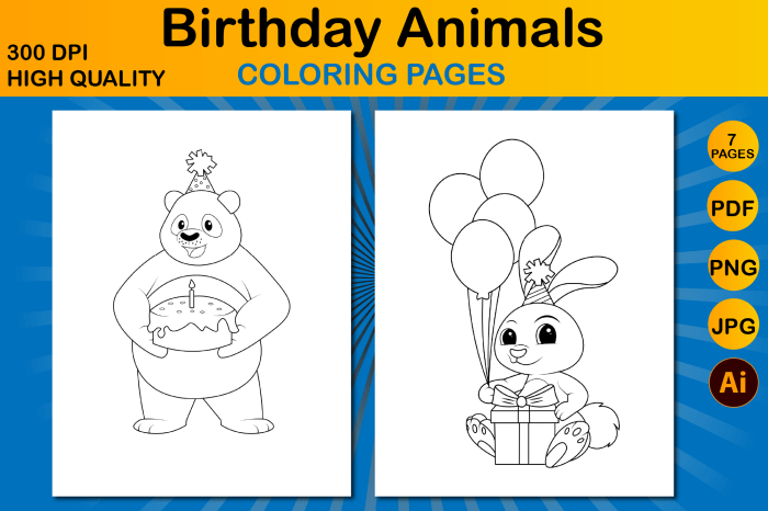 Animal coloring pages birthday