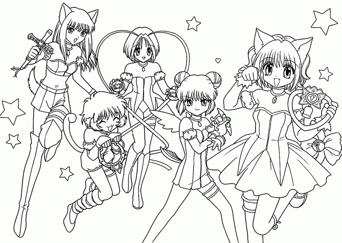 Easy anime coloring pages for kids