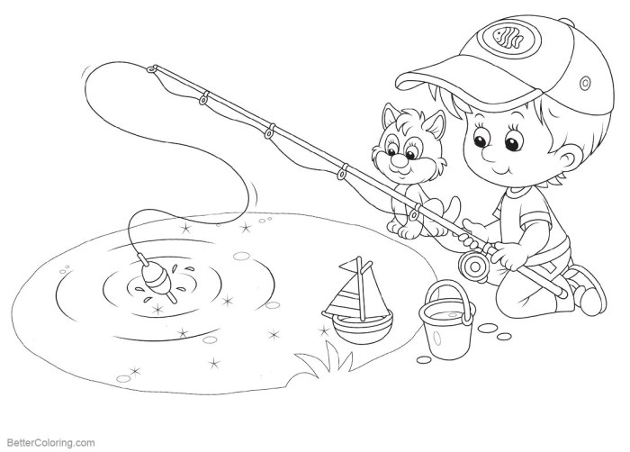 Animated fish pond coloring page