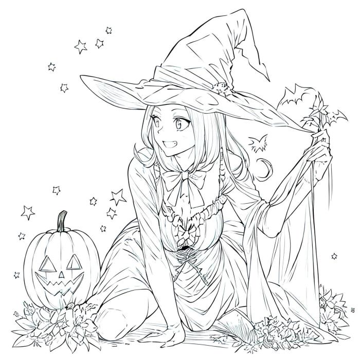 Anime halloween coloring pages printable