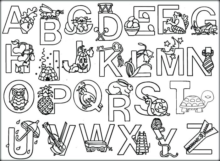 Cute animal alphabet coloring pages