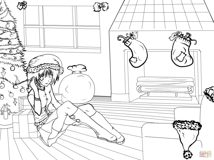 Anime holiday coloring pages