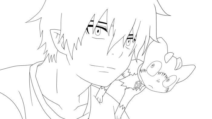 Anime boy face coloring pages