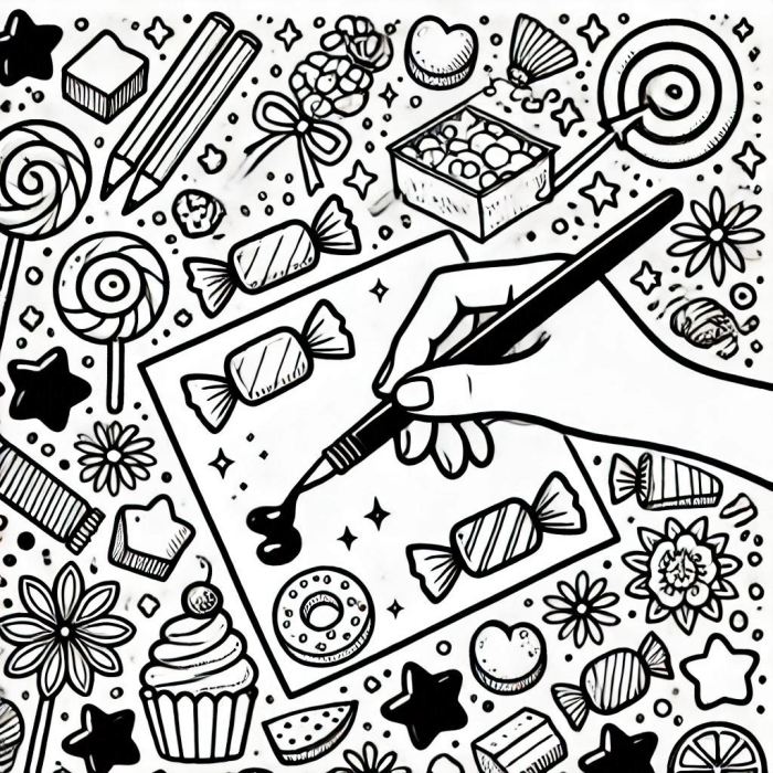 Candy coloring book pages