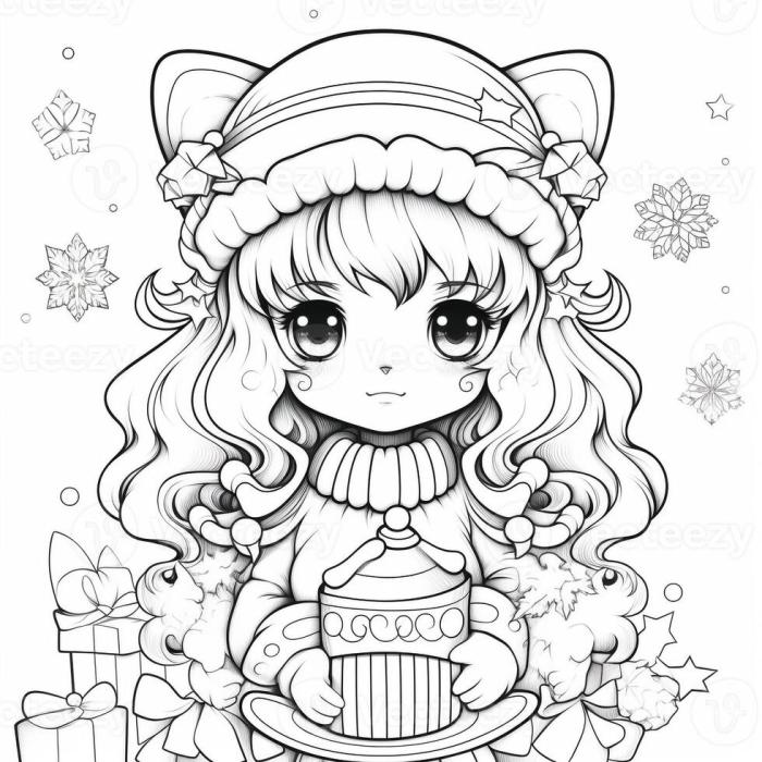 Anime holiday coloring pages