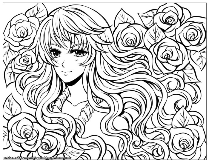 Anime hair coloring page