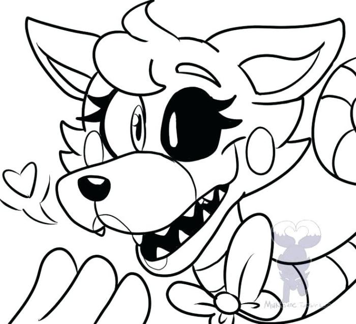 Anime fnaf foxy and mangle coloring page