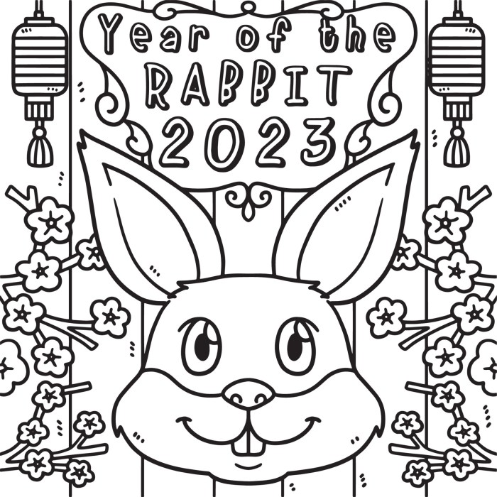 Chinese new year 2023 animal coloring pages