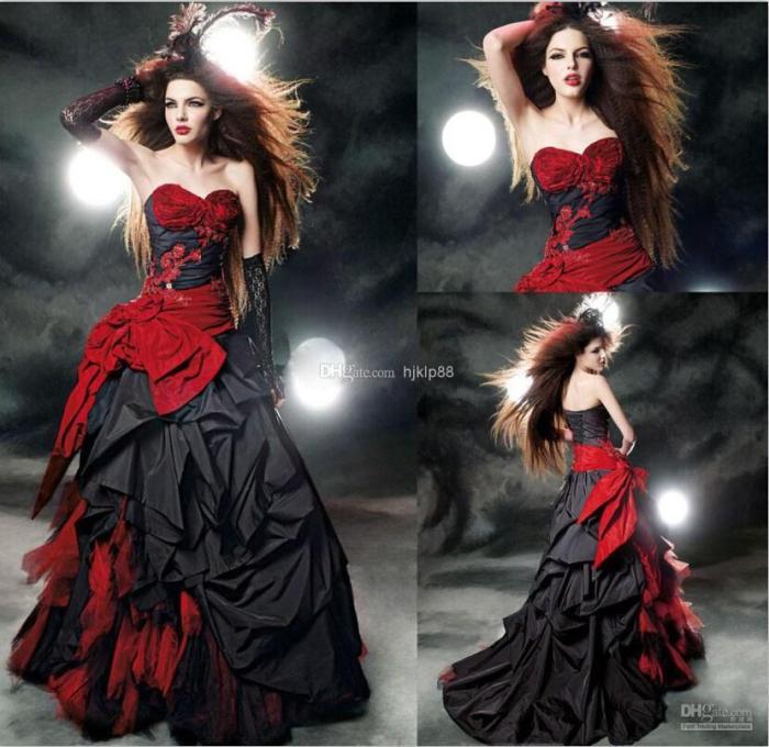 Gothic wedding dresses black and red